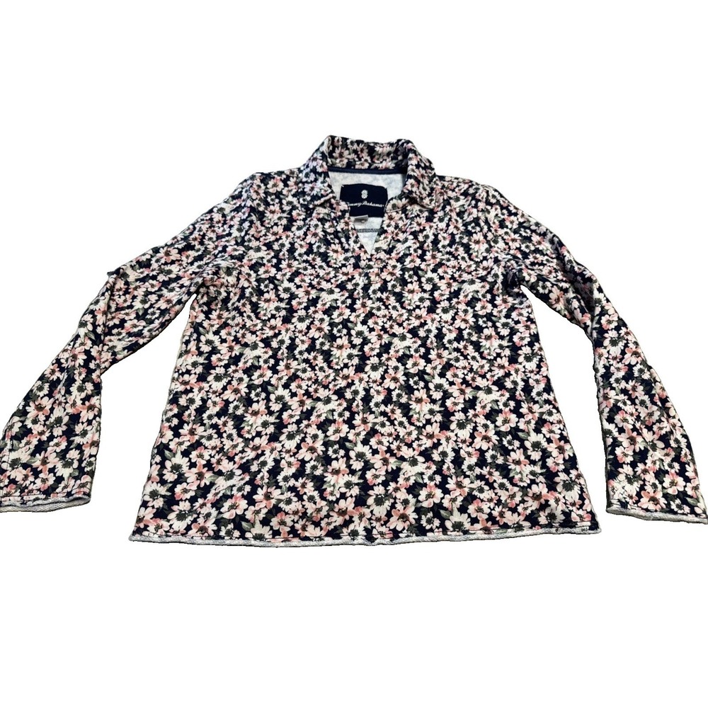 Tommy Bahama Marnia Del Mar Sz S Small Pink Floral Collared Long Sleeve Womens